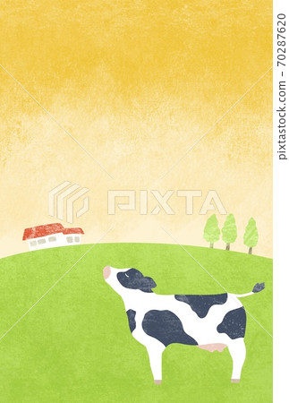 Illustration of a cute touch cow on the ranch 70287620