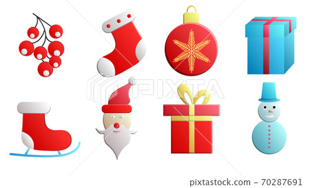 Vector set of modern line colored Christmas icons 70287691