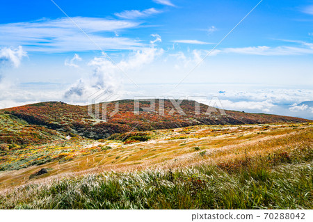 Mt. Kurikoma mountain trail Higashi Kurikoma course Higashi Kurikoma ridgeline and autumn leaves 70288042