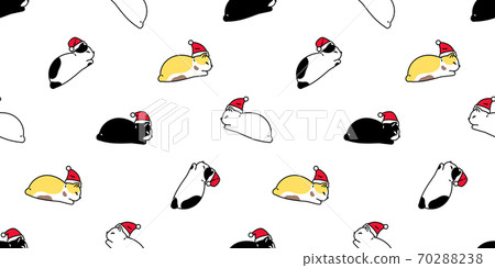 cat seamless pattern Christmas Santa Claus hat... - Stock Illustration ...