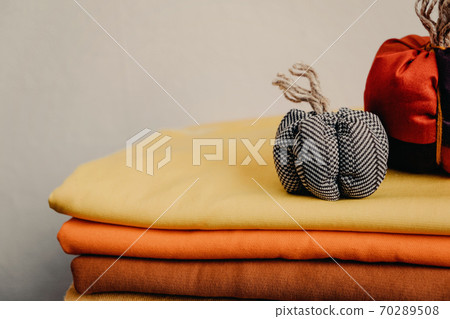 Small Fabric Knit Decorative Pumpkin. Handmade, Autumn Fall Decor, Thanksgiving and Halloween Table Decor. DIY Crafts, How to Make Handmade Pumpkin out of Fabric for Home Decor Tutorial 70289508