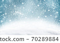 Decorative Christmas background with bokeh lights and snowflakes. 70289884