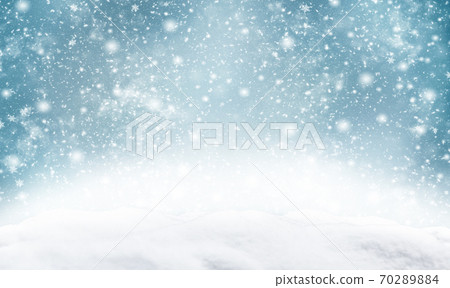 Decorative Christmas background with bokeh lights and snowflakes. 70289884