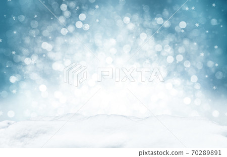 Decorative Christmas background with bokeh lights and snowflakes. 70289891