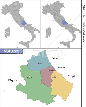 Illustration of Abruzzo is a region in Southern Italy 70290965