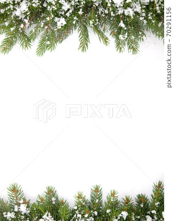 Christmas framework with snow isolated on white background 70291156