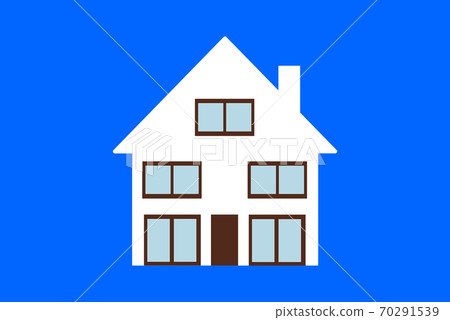 Illustration of a simple house. Blue background. - Stock Illustration ...