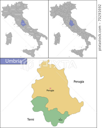 Illustration of Umbria is a region in central Italy Illustration of Umbria is a region in central Italy 70291692