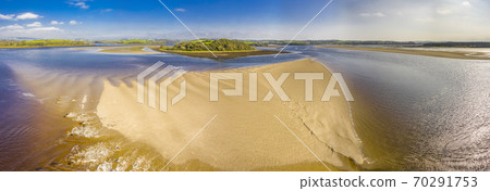 Aerial view of seal colony resting on sandbanks in County Donegal - Ireland Aerial view of seal colony resting on sandbanks in County Donegal - Ireland 70291753