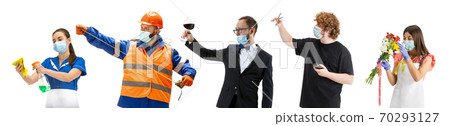 Group of people with different professions isolated on white studio background, horizontal Group of people with different professions isolated on white studio background, horizontal 70293127