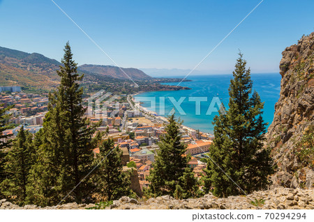 Aerial view of Cefalu in Sicily, Italy Aerial view of Cefalu in Sicily, Italy 70294294