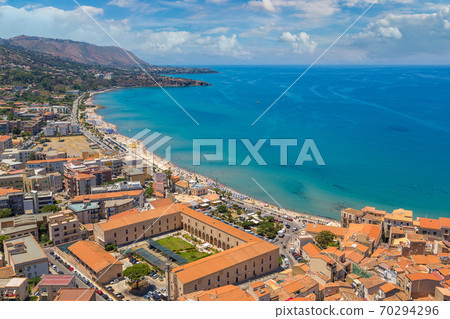 Aerial view of Cefalu in Sicily, Italy 70294296