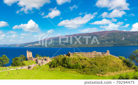 Urquhart Castle along Loch Ness lake Urquhart Castle along Loch Ness lake 70294475