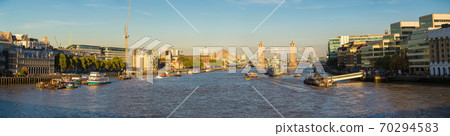 Tower Bridge and HMS Belfast warship in London 70294583