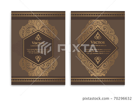 Brown and gold luxury invitation card design. Brown and gold luxury invitation card design. 70296632