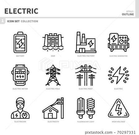 electric icon set 70297331