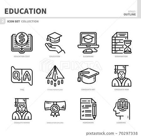 education icon set-插圖素材 [70297338] - PIXTA圖庫