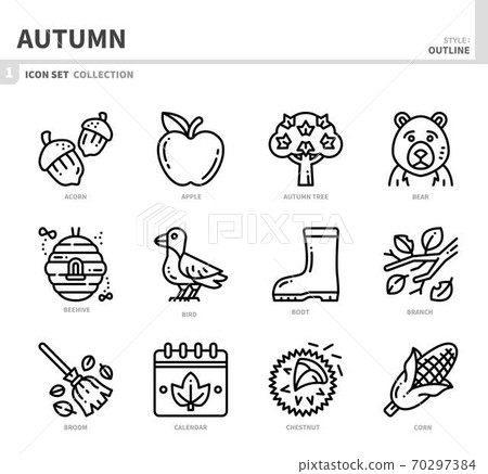 autumn season icon set 70297384