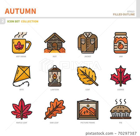 autumn season icon set 70297387