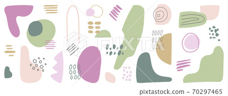 Organic shapes long banner. Hand draw abstract design elements in pastel colors. Minimal stylish cover template. Art form for social media stories, branding, flyer. Vector illustration Organic shapes long banner. Hand draw abstract design elements in pastel colors. Minimal stylish cover template. Art form for social media stories, branding, flyer. Vector illustration 70297465