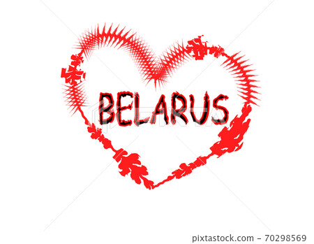 Red abstract heart and inscription Belarus inside 70298569