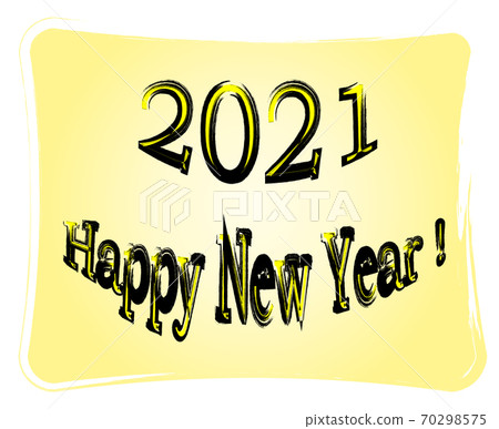 Inscription 2021 and Happy New Year on yellow background Inscription 2021 and Happy New Year on yellow background 70298575