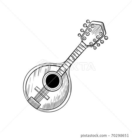 Mandolin stylized graphic arts hand drawn vector sketch icon isolated on background Mandolin stylized graphic arts hand drawn vector sketch icon isolated on background 70298651