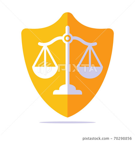 golden shield of justice with scales inside. golden shield of justice with scales inside. 70298856