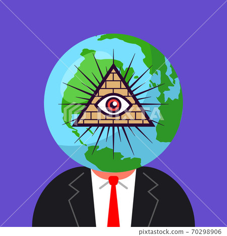 world government of freemasons. man with a planet on his head 70298906