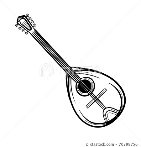 Mandolin, vintage engraved illustration stylized graphic arts hand drawn vector sketch 70299756