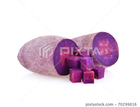 purple yams on isolated white background purple yams on isolated white background 70299816