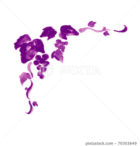 Hand-painted corner frame with grape illustrations Purple decorative frame with grape painting 70303649