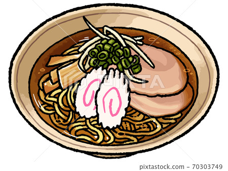 [Hand-painted food illustration] Illustration of soy sauce ramen 70303749
