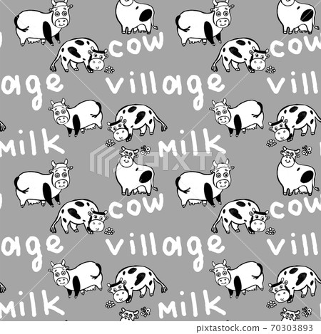 Black and white seamless pattern with cows... - Stock Illustration ...