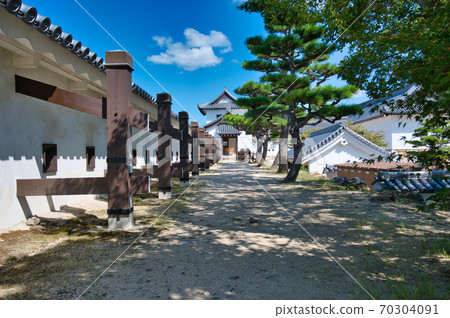A view of the iron gate from the mountain village turret of Imabari Castle in Imabari City, Ehime Prefecture 70304091