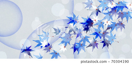 Japanese-style background material designed with autumn leaves in cool colors 70304190