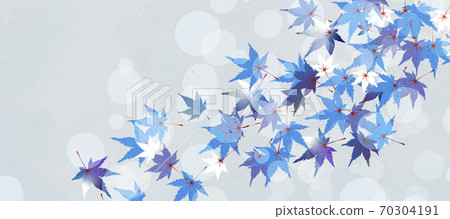 Japanese-style background material designed with autumn leaves in cool colors 70304191
