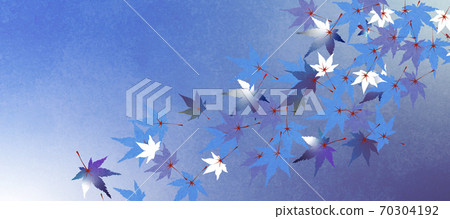 Japanese-style background material designed with autumn leaves in cool colors 70304192
