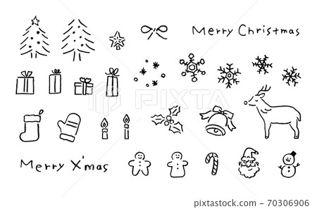 聖誕節手繪線描插圖 70306906