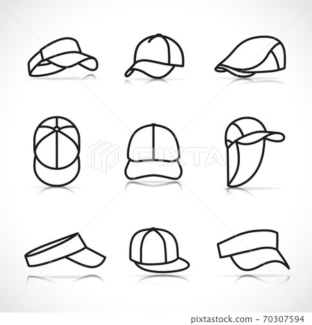 Vector sports cap icons set 70307594