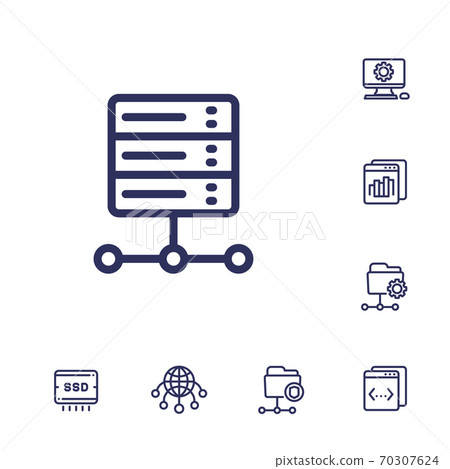 hosting, networks, ftp, servers, line icons 70307624
