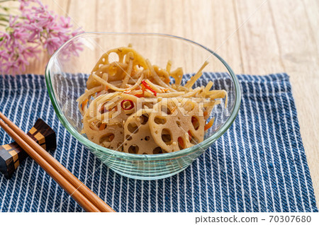 Burdock and lotus root kinpira Burdock and lotus root kinpira 70307680