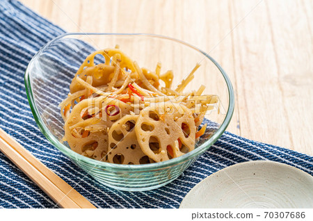 Burdock and lotus root kinpira Burdock and lotus root kinpira 70307686