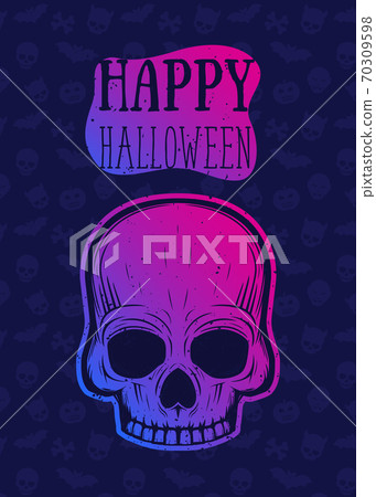 Happy halloween vector poster, banner with skull 70309598