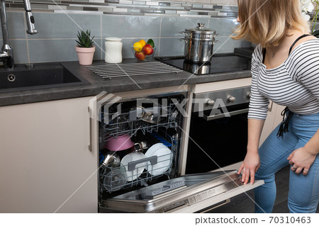 A dishwasher is necessary equipment that is used in every kitchen. 70310463