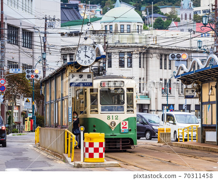 A tram that runs in Hakodate city 70311458