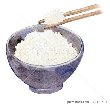 水彩插圖食品大米 70311494