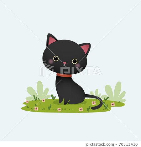 sitting black cat clipart