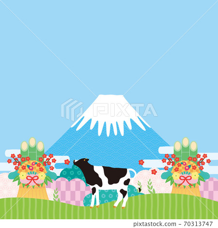 新年圖像中的富士山和母牛3 新年圖像中的富士山和母牛3 70313747