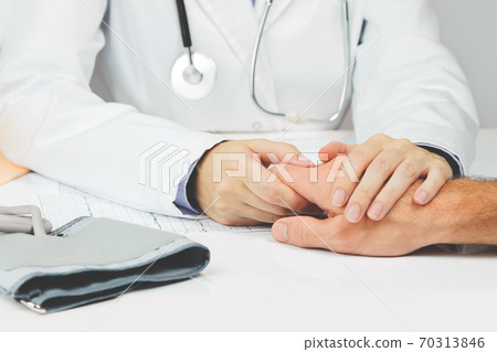 Female doctor holding patients hand. Medicine banner. Support Female doctor holding patients hand. Medicine banner. Support 70313846